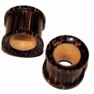 Pair 7/16 11.2mm Coco Wood Ear Tunnel Plugs With Crocodile inlay