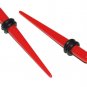 Pair Acrylic Red Straight Ear Taper 6G 4 mm Expander Stretcher Gauges Plugs