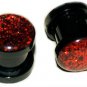 Pair 0G Acrylic Red Dome Saddle Ear Plugs 8mm Gauge Screw-On