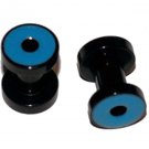 Pair Black Acrylic W Blue Rim 6G 4mm Ear Tunnel Flesh Plugs Gauges Pair Black Acrylic W Blue Rim 6G 4mm Ear Tunnel Flesh Plugs Gauges