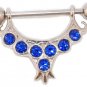 Blue CZ Nipple Ring Shield Barbell Body Piercing Jewelry Bar 14G Gauge