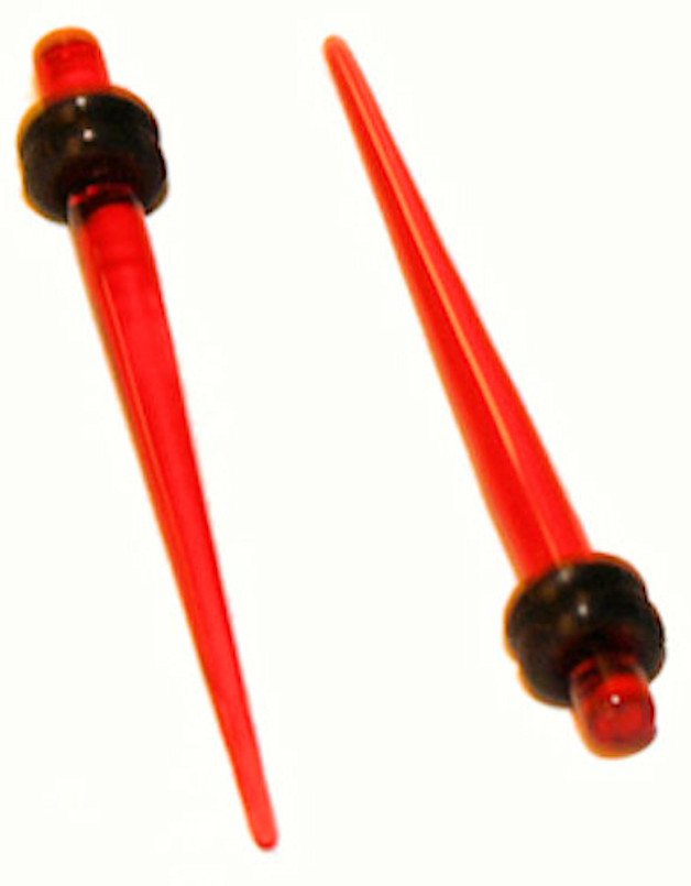 Pair Translucent Red UV Acrylic Straight 10G 2.5mm Ear Taper Piercing Plugs
