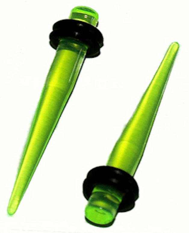 Pair Translucent Green UV Acrylic Straight 6G  4mm Ear Taper Expander Stretcher Plugs