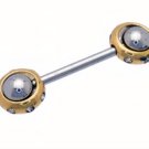 Steel Golden Multi Gem 14G Atom Tongue Barbell Spinning Ring Gauge, 9/16 Steel Golden Multi Gem 14G Atom Tongue Barbell Spinning Ring Gauge, 9/16