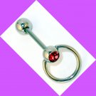 Red CZ Steel Slave Doorknocker 14G Tongue Ring Barbell Pin Stud Jewelry Gauge, 5/8 Red CZ Steel Slave Doorknocker 14G Tongue Ring Barbell Pin Stud Jewelry Gauge, 5/8