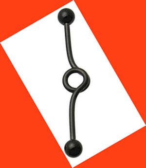 Titanium Black Circle 14G Ear Ear Industrial Barbell Earring Piercing Jewelry Gauges