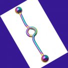 ONE Multi-color Rainbow 14G Circle Ear Industrial Barbell Earring Piercing Jewelry Gauge