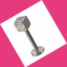 Steel Dice Lip Ring Labret Stud Monroe Jewelry Piercing Bar 16G, 3/8 (9.5mm) Steel Dice Lip Ring Labret Stud Monroe Jewelry Piercing Bar 16G, 3/8 (9.5mm)
