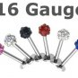Pink Multi-color Swarovski Crystal Lip Labret Monroe Stud Ring 16G, 5/16