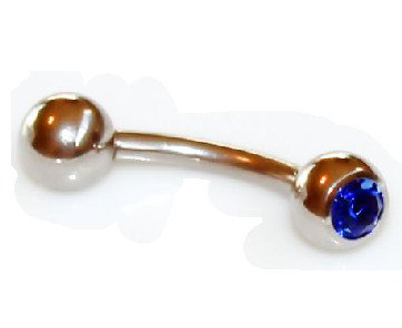 One 14G Eyebrow Ring / Tragus/Ear Barbell Stud Jewelry Piercing With Blue CZ Gauge