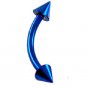 Pair Blue Titanium Spike 16G 3/8 Eyebrow Rings / Curved Barbell Stud Jewelry Piercing