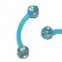 Pair Acrylic Flexible Blue Curved Eyebrow Rings / Tragus/Curved Barbell 16 Gauge