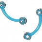 Pair Acrylic Flexible Blue Curved Eyebrow Rings / Tragus/Curved Barbell 16 Gauge