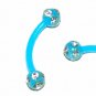 Pair Acrylic Flexible Blue Curved Eyebrow Rings / Tragus/Curved Barbell 16 Gauge
