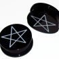 Pair 25mm Black Acrylic David Star Ear Plugs 1 Inch Screw on