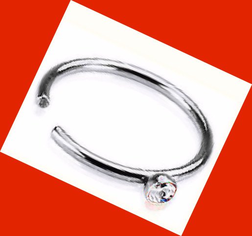 Steel Nose Ring Hoop Piercing Jewelry with Clear Gem 20 Gauges