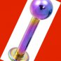 Rainbow Titanium Lip Labret Ring Stud Tragus Earring Chin Piercing Jewelry 14G, 3/8, Ball 3mm