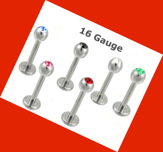 Pink Micro Ball 16G 9.5mm Lip Labret Ring Stud Monroe Tragus Chin