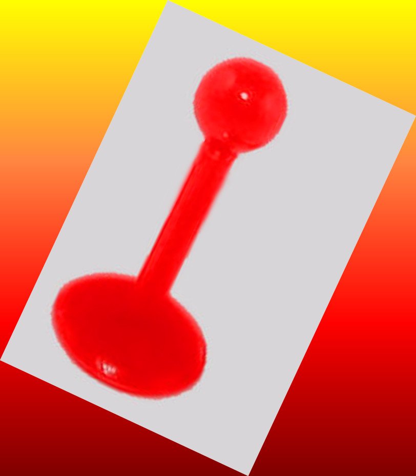 Red Ball Acrylic Labret Lip Ring Stud Monroe Tragus Chin Piercing Jewelry   16G, 3/8