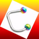 Rainbow Titanium Ball Lip Loop Lip Loop Lippy Labret Ring Piercing Jewelry 14G, 7/16 Rainbow Titanium Ball Lip Loop Lip Loop Lippy Labret Ring Piercing Jewelry 14G, 7/16