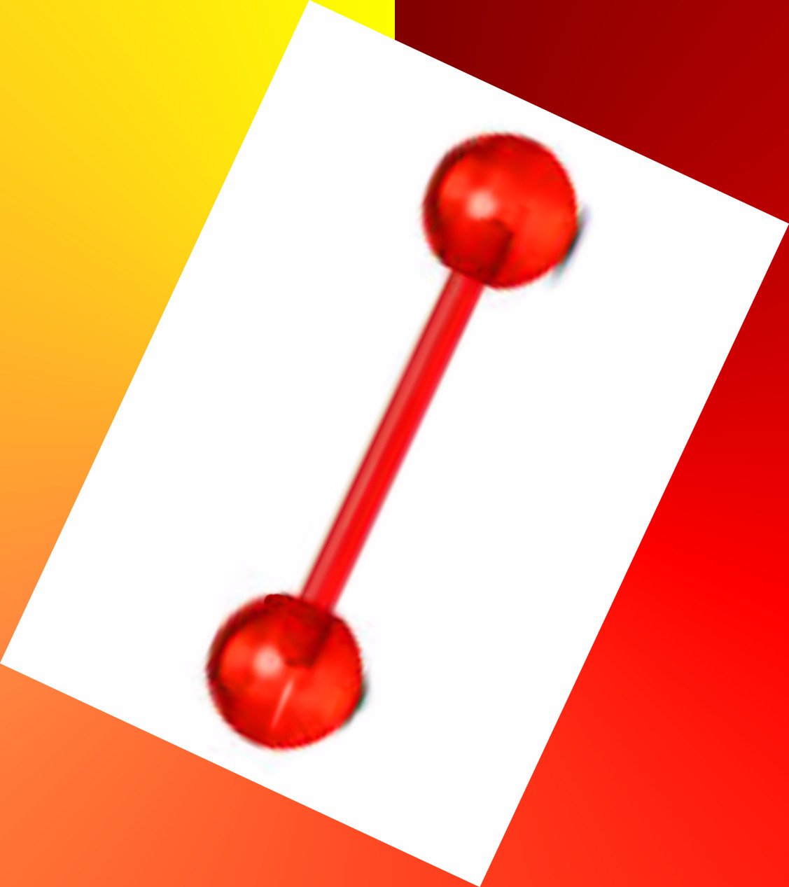 Acrylic Flexible Red Ball 14G Tongue Retainer Barbell Jewelry Ring Gauge 5/8