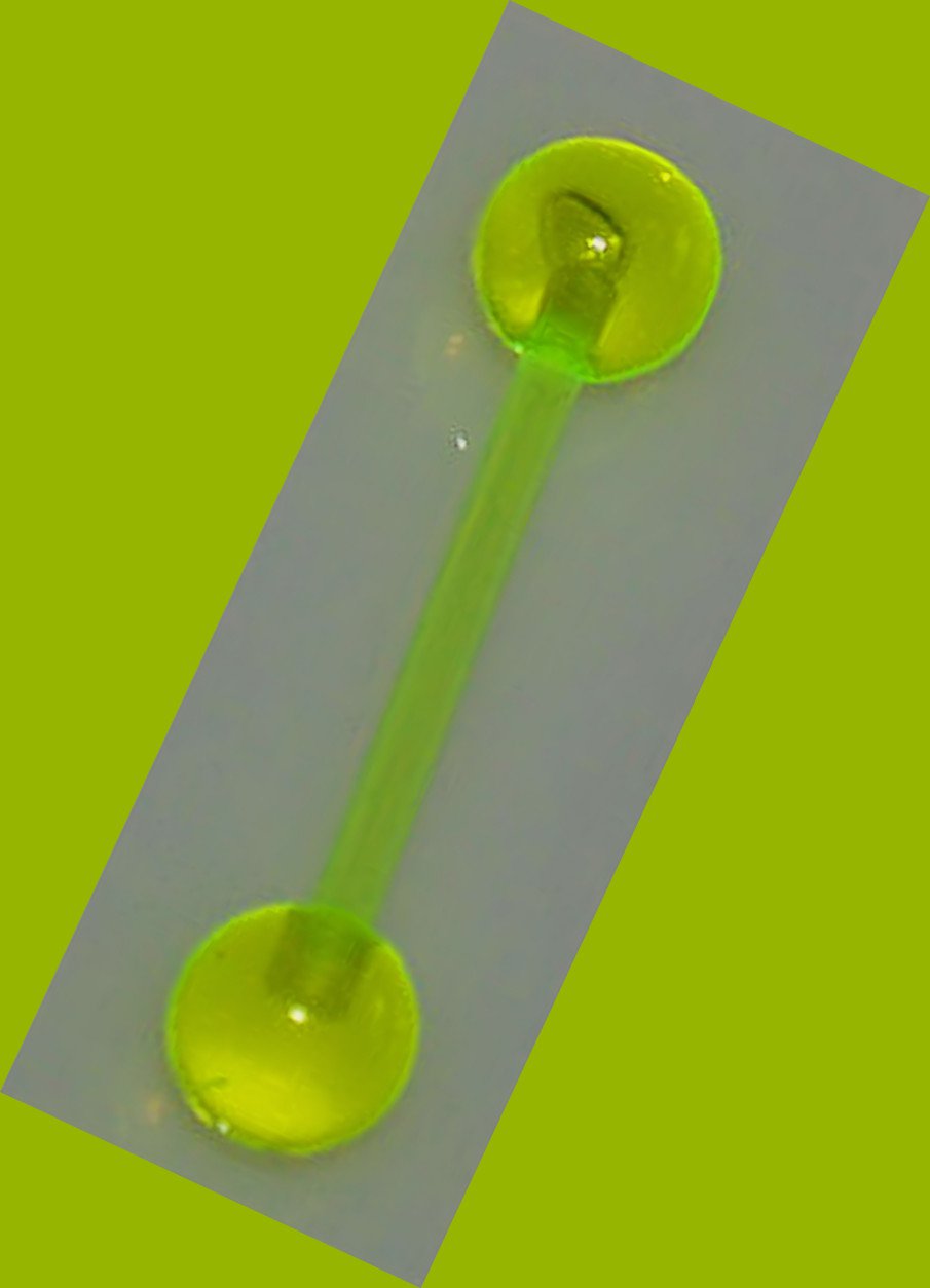 Acrylic Yellow Flexible UV Glow 14G Tongue Ring Barbell Pin Stud Piercing Gauge, 5/8