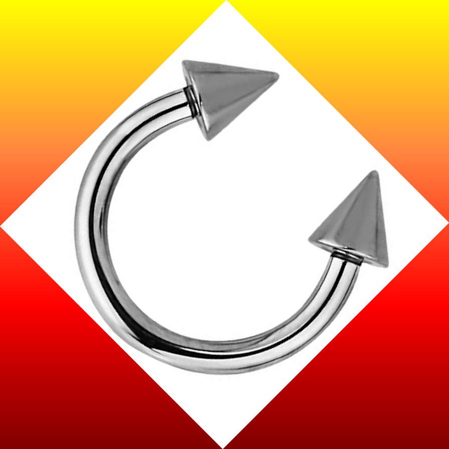 14G 3/8 Steel Spike Horseshoe Circular Barbell Ring Septum Tragus Lip