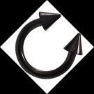 Black Titanium Spike 10G 7/16 Horseshoe Circular Barbell Ring For Nose, lip Ear Piercing Jewelry