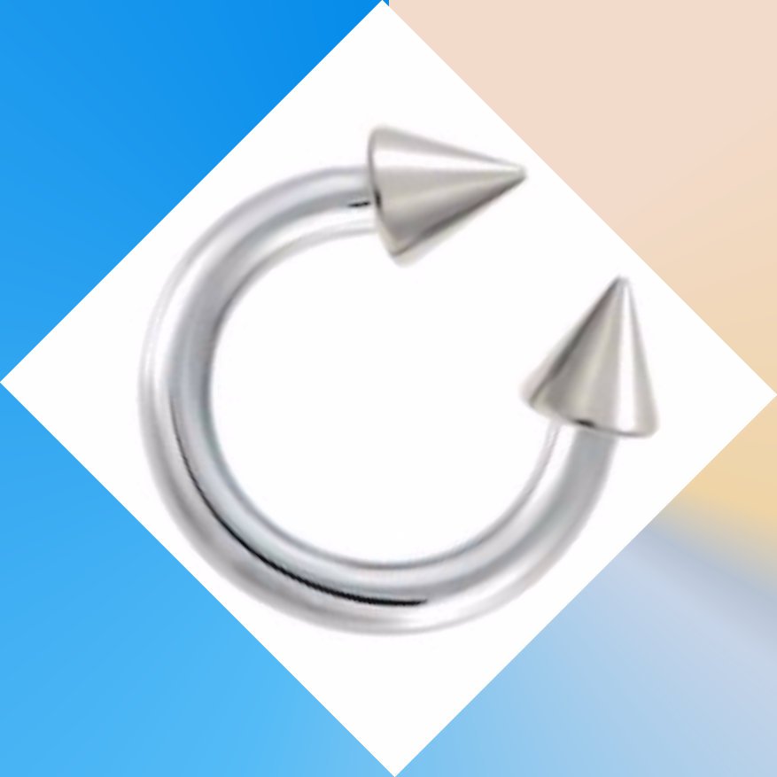 One 8G Steel Spike 8G Horseshoe Circular Barbell Ring Nose, lip Ear