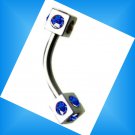 Pair Steel Blue CZ Dice 16G 5/16 Eyebrow Ring / Tragus/Ear Barbell Stud Piercing Gauge Pair Steel Blue CZ Dice 16G 5/16 Eyebrow Ring / Tragus/Ear Barbell Stud Piercing Gauge
