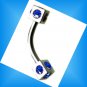 Pair Steel Blue CZ Dice 16G 5/16 Eyebrow Ring / Tragus/Ear Barbell Stud Piercing Gauge