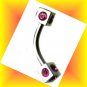 Pair Steel Red CZ Dice 16G 7/16 Eyebrow Ring / Tragus/Curved Barbell Stud Jewelry Piercing With