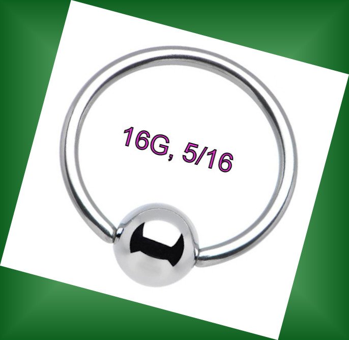 Steel Captive Bead Ring Nose Septum Hoop Earring Nipple Lips 16 Gauge 5/16