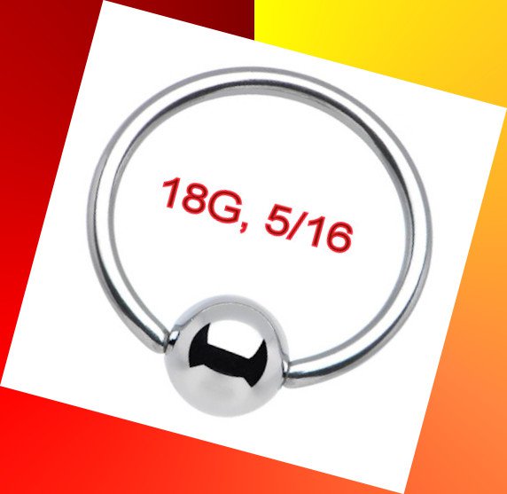 Steel 18G,8mm Captive Bead Ring Nose Septum Hoop Earring Nipple Lips