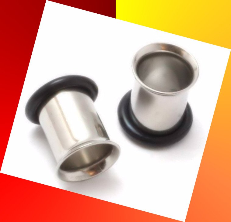 Pair 4G 5mm Steel Single Flare Flesh Ear Tunnel Plugs Gauges Jewelry