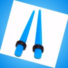Pair Blue Turquoise Acrylic Straight 2G 6mm Ear Taper Stretcher Expander Plugs
