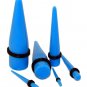 Pair Blue Turquoise Acrylic Straight 8G 3.2mm Ear Taper Stretcher Gauges Plugs