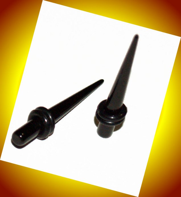 Pair Acrylic Black Straight 8G 3.2mm Ear Taper Expander Stretching Gauges Piercing  Plugs
