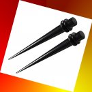 Pair Acrylic Shorty Black Straight 6G 4mm Ear Taper Expander Stretching Gaiges Plugs