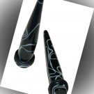 Pair Black Swirl Acrylic 00G 10mm Ear Taper Expander Stretching Gauges Plugs Pair Black Swirl Acrylic 00G 10mm Ear Taper Expander Stretching Gauges Plugs