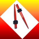 Pair 10G 2.5mm Acrylic Translucent Red Ear Taper Expander Ear Stretcher Gauges Plugs
