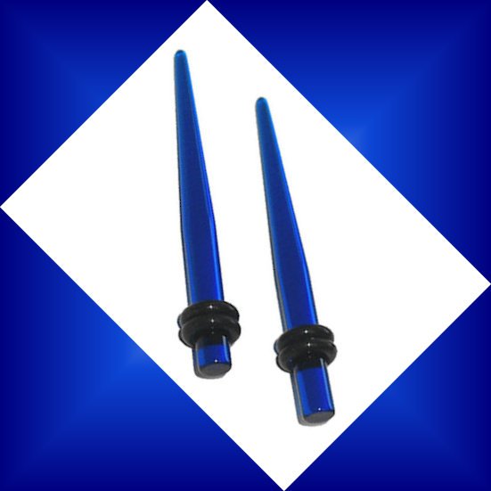 Pair 6G 4mm Blue UV Translucent Ear Taper Expander Stretcher Gauges Plugs