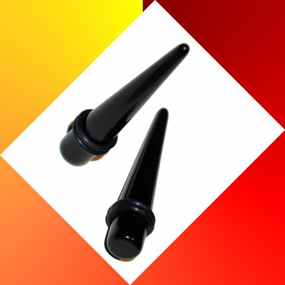 Pair Black Acrylic 00G 10mm Ear Taper Expander Stretching Gauges Plugs