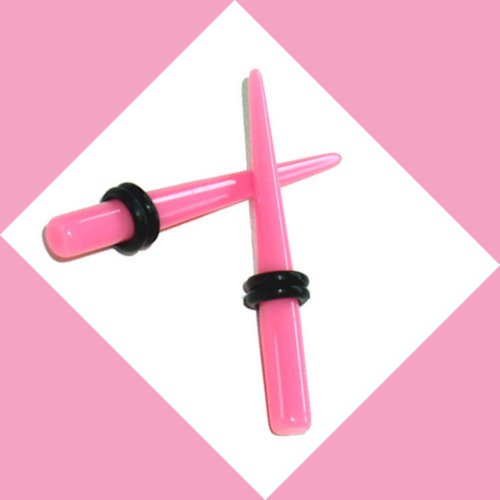 Pair 4G 5mm Pink Acrylic Ear Taper Piercing Expander Gauges Stretcher Plugs