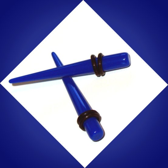 Pair Blue Acrylic 2G  6mm Ear Taper Ear Stretcher Ear Expander Plugs Gauges