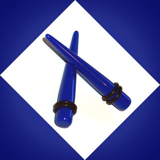 Pair Blue Acrylic 0G  8mm Ear Taper Ear Expander Stretcher Gauges Plugs