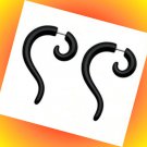 Pair 16G Acrylic Black Fake Long Spiral Tapers Illusion Ear Cheater Plugs Pair 16G Acrylic Black Fake Long Spiral Tapers Illusion Ear Cheater Plugs