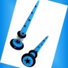 Pair 16G Blue w Stars Fake Ear Taper Expander Ear Cheater Gauges Pair 16G Blue w Stars Fake Ear Taper Expander Ear Cheater Gauges