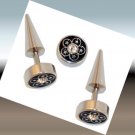 Pair 16G CZ Steel Flower Fake Cheater Taper Ear Plugs 0G Pair 16G CZ Steel Flower Fake Cheater Taper Ear Plugs 0G