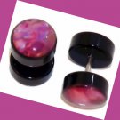 Pair Acrylic Pink Mother of Pearl Ear Cheater Fake Illusion Plugs 16G Pair Acrylic Pink Mother of Pearl Ear Cheater Fake Illusion Plugs 16G